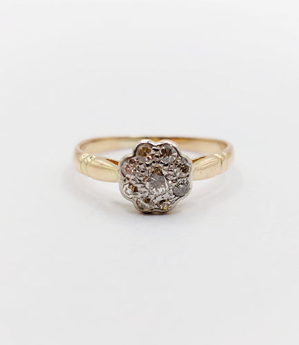 Bague 48.5 Bague marguerite or jaune, diamants taille ancienne (circa 1900) 58 Facettes A06229