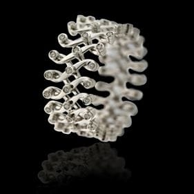 Bracelet 61 Bague-Bracelet en or blanc, Diamants Naturels 58 Facettes AG-2X20812