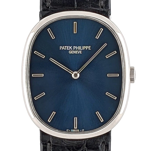 Montre Patek Philippe Golden Ellipse 3848 RARE White 18k Gold Circa 1990 Caliber 215 58 Facettes