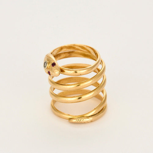 Bague 57 Bague serpent en Or jaune, rubis et diamants 58 Facettes REU0851X2