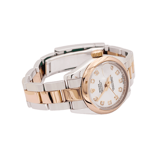 Montre Montre Rolex, "Oyster Perpetual Datejust", or rose, acier, diamants. 58 Facettes 34328