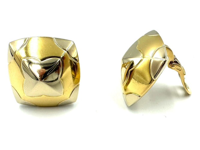 Boucles d'oreilles BVLGARI. Collection "Pyramide", boucles d'oreilles 2 ors 18K 58 Facettes