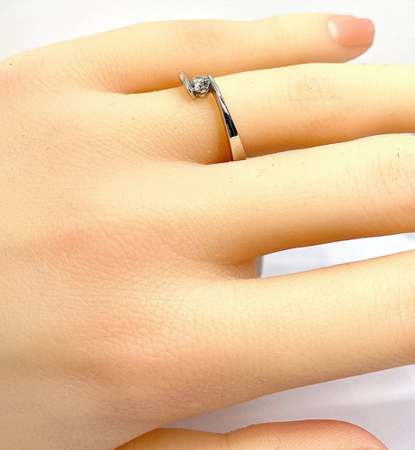 Bague 54 Bague solitaire or blanc et diamant de taille octogonale 58 Facettes AB510