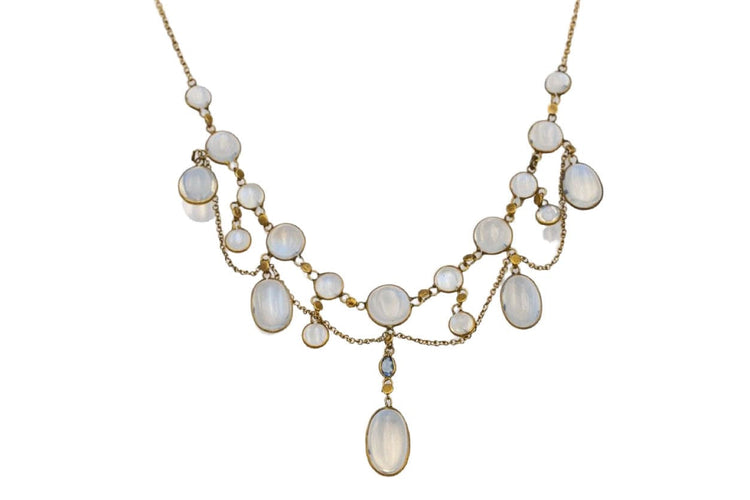 Collier Collier ancien Art Nouveau en or avec pierres de lune, première moitié du XXe siècle 58 Facettes 11483