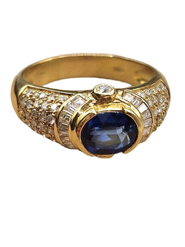 Bague 59 Bague vintage en or jaune avec saphir des années 1970-80 58 Facettes