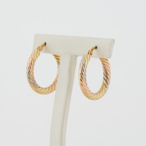 Boucles d'oreilles BOUCLES D’OREILLES CRÉOLES TORSADES 3 OR 58 Facettes REF 2017/20