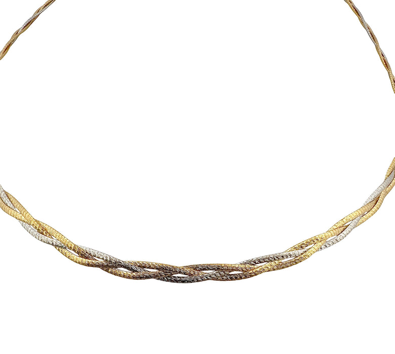 Semi-rigid and flexible 2-tone braided necklace