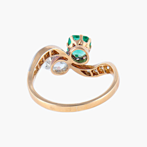 Bague 53 Bague Toi & Moi Emeraude Diamant 58 Facettes