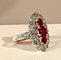 Bague 51 Bague marquise en or, diamants et rubis. 58 Facettes AB357