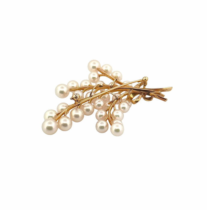 Broche Broche Mikimoto en or jaune et perles 58 Facettes