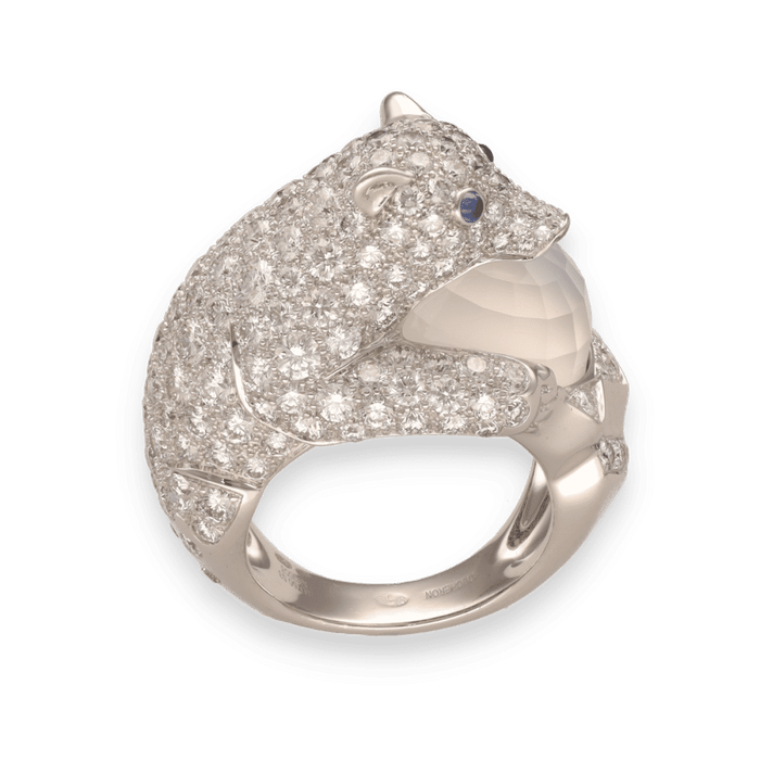 Bague 52 Boucheron - Bague "Collection animaux Ours Nanook" Or Gris Diamants 58 Facettes