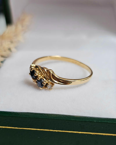 Bague 53 Bague or jaune saphirs et diamants 58 Facettes 663