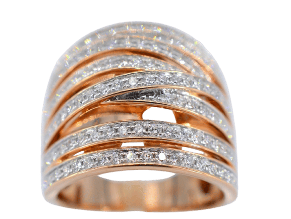 Bague 54 Bague en or rose sertie de diamants taille brillant 58 Facettes 2178