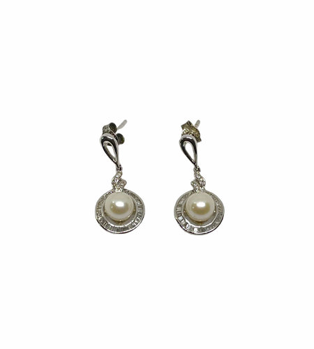 Boucles d'oreilles Boucles d’oreilles or blanc perles et diamants 58 Facettes