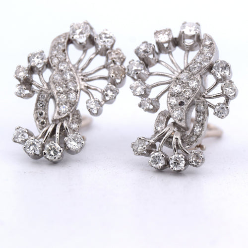 Boucles d'oreilles Boucles d'oreilles en platine et or jaune avec diamants 58 Facettes