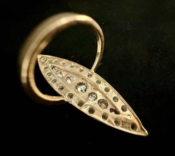 Bague 58 Bague marquise argent sur or jaune sertie de 2 carats de diamants 58 Facettes