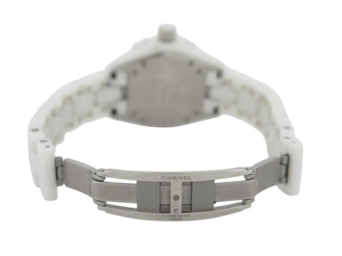 Montre montre CHANEL j12 34 mm h0967 112 diamants ceramique blanche quartz 58 Facettes 268147