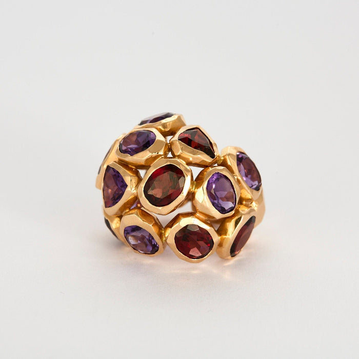 Bague 55 NARDI - Bague sculpture or rose, améthystes grenats 58 Facettes