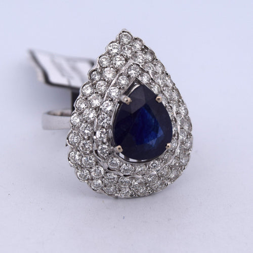 Bague 57 Bague en or blanc avec saphir et diamants 58 Facettes