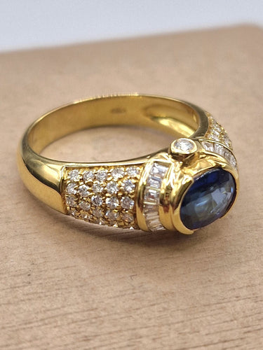 Bague 59 Bague vintage en or jaune avec saphir des années 1970-80 58 Facettes