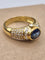 Bague 59 Bague vintage en or jaune avec saphir des années 1970-80 58 Facettes