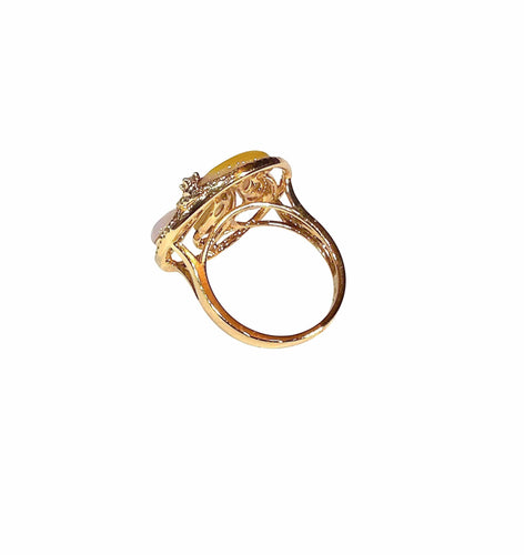 Swirl ring in 18-carat rose gold, jade and diamonds 