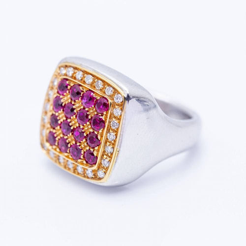 Gold Ring with Diamonds and Rubies