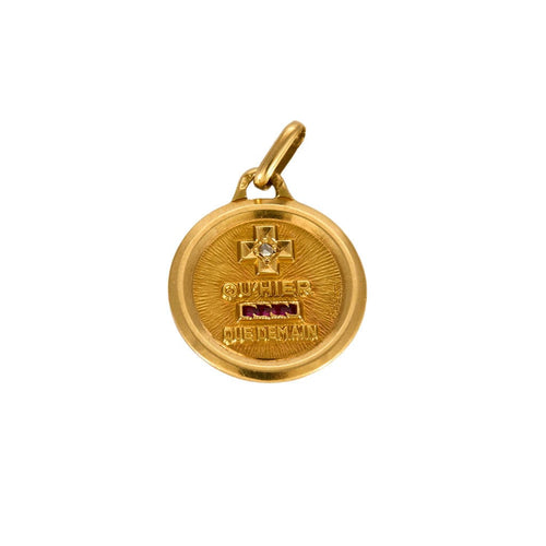 AUGIS - Medal Miłości - różowe i białe złoto, syntetyczne rubiny i diamenty