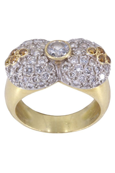 DOMED YELLOW AND WHITE DIAMOND RING