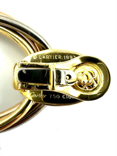 Boucles d'oreilles CARTIER. Boucles d'oreilles vintages 3 ors 18K 58 Facettes