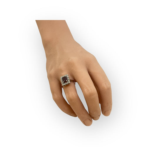 Bague 52 Bague or blanc 750 pierre rouge et diamants 58 Facettes 330081184