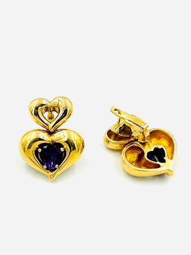 Boucles d'oreilles VAN CLEEF & ARPELS. Boucles d’oreilles or jaune et améthystes 58 Facettes