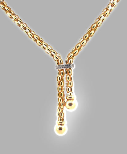 Collier Collier maille Popcorn à pompons en or 18 carats 58 Facettes