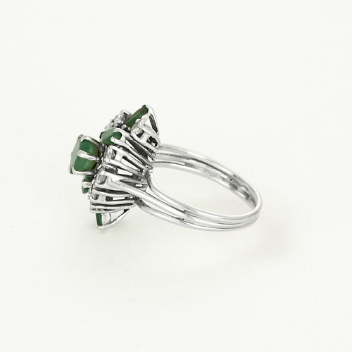 Bague 57 Bague en or blanc, diamants et émeraudes 58 Facettes CAN1416