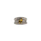Bague 53 Bague or blanc sertie d’un saphir jaune et diamants 58 Facettes