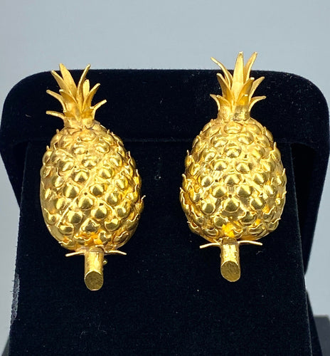 Coppia di orecchini Ananas in oro giallo 