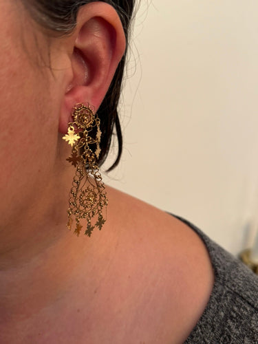 Boucles d'oreilles Paire de boucles d’oreilles pendantes Méditerranéenne en or rose 58 Facettes