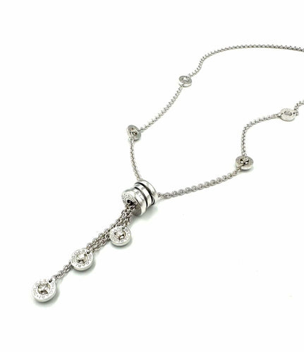 Collier BVLGARI. Collection "BZero1", collier or blanc 18K et diamants 58 Facettes