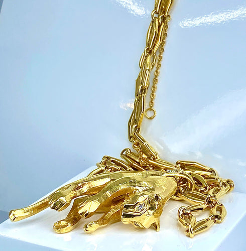 Collier Cartier - Collier « C de Cartier » et pendentif panthère de Cartier, or jaune et diamants 58 Facettes AB435