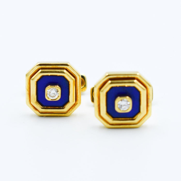 Boutons de manchette Van Cleef & Arpels - Boutons de Manchettes en Or 18 carats, Lapis Lazuli et Diamants 58 Facettes 133