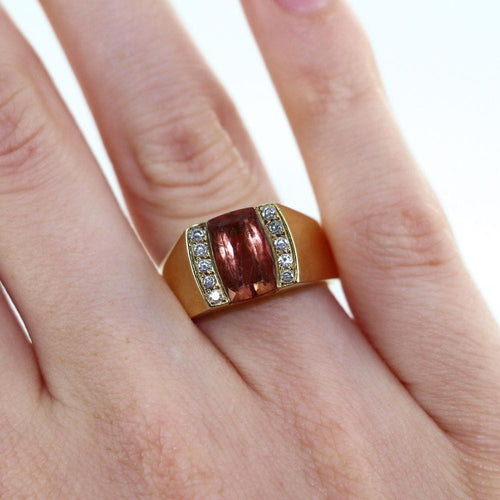 Bague Chevalière Or jaune Topaze et Diamants 58 Facettes