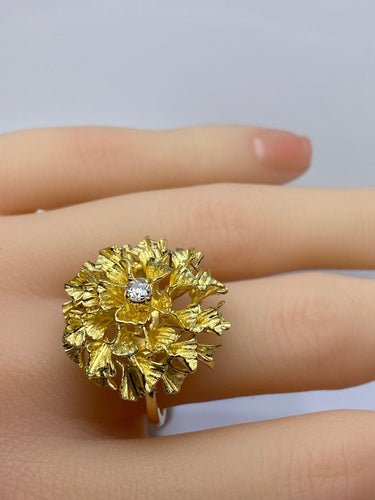 Bague 54 Importante bague en or jaune 18 carats et diamants 58 Facettes AB504