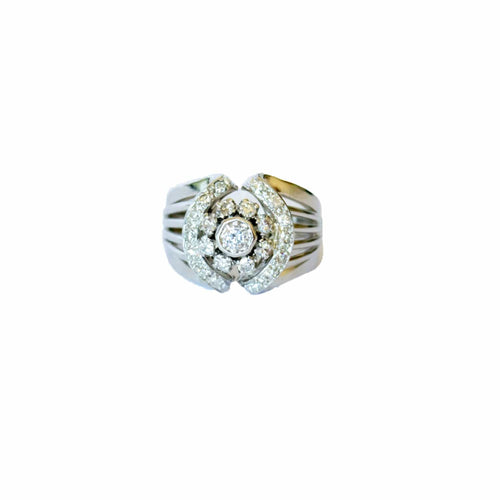 Bague SORTIJA DISEÑO ART DECO de ORO 18 kts con DIAMANTES 58 Facettes Q186B