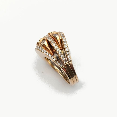 Bague 53 Bague boule "Vulcania" - diamants cognac et blancs, or rose - Epoque moderne 58 Facettes 207