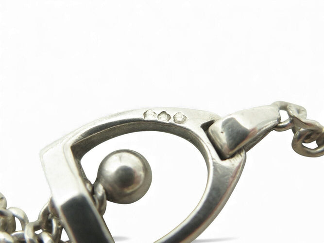 Collier rare vintage collier HERMES sautoir etrier gaetan de percin argent 800 58 Facettes 271808