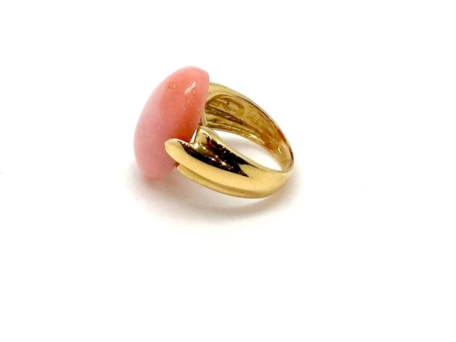 Bague 52 Bague or jaune et corail 58 Facettes M9044