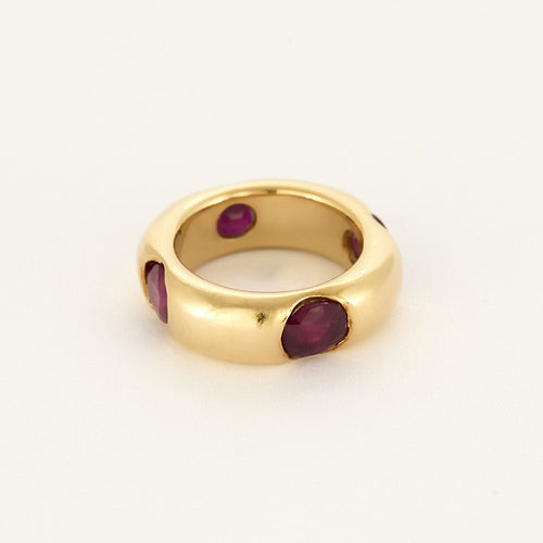 Bague 47,5 FRED - Bague jonc en or jaune et rubis 58 Facettes BIA1118X2