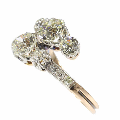 Bague 55 Grandeur impressionnante : bague victorienne Toi et Moi avec diamants de 2,57 ct 58 Facettes 24320-0163