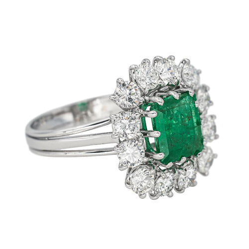 Bague 57 Bague Pompadour Or blanc Emeraude, Diamant 58 Facettes 4387210CN