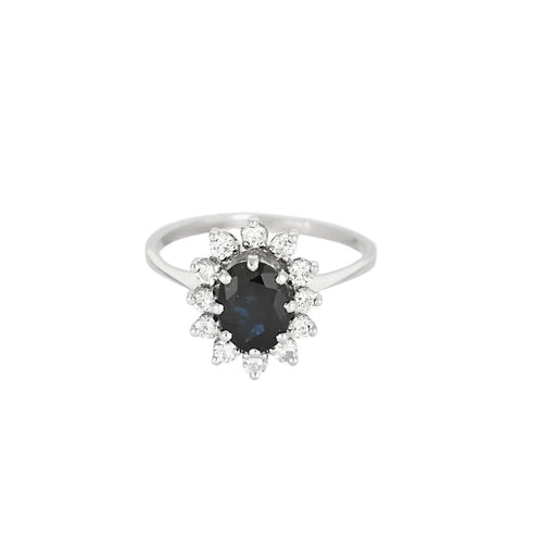 Bague 52,5 Bague marguerite en or blanc, saphir et diamants 58 Facettes GU201-1